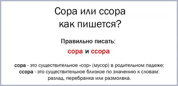 Сора или ссора как пишется слово правильно