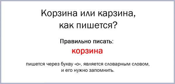 Как пишется слово корзина через о или через а